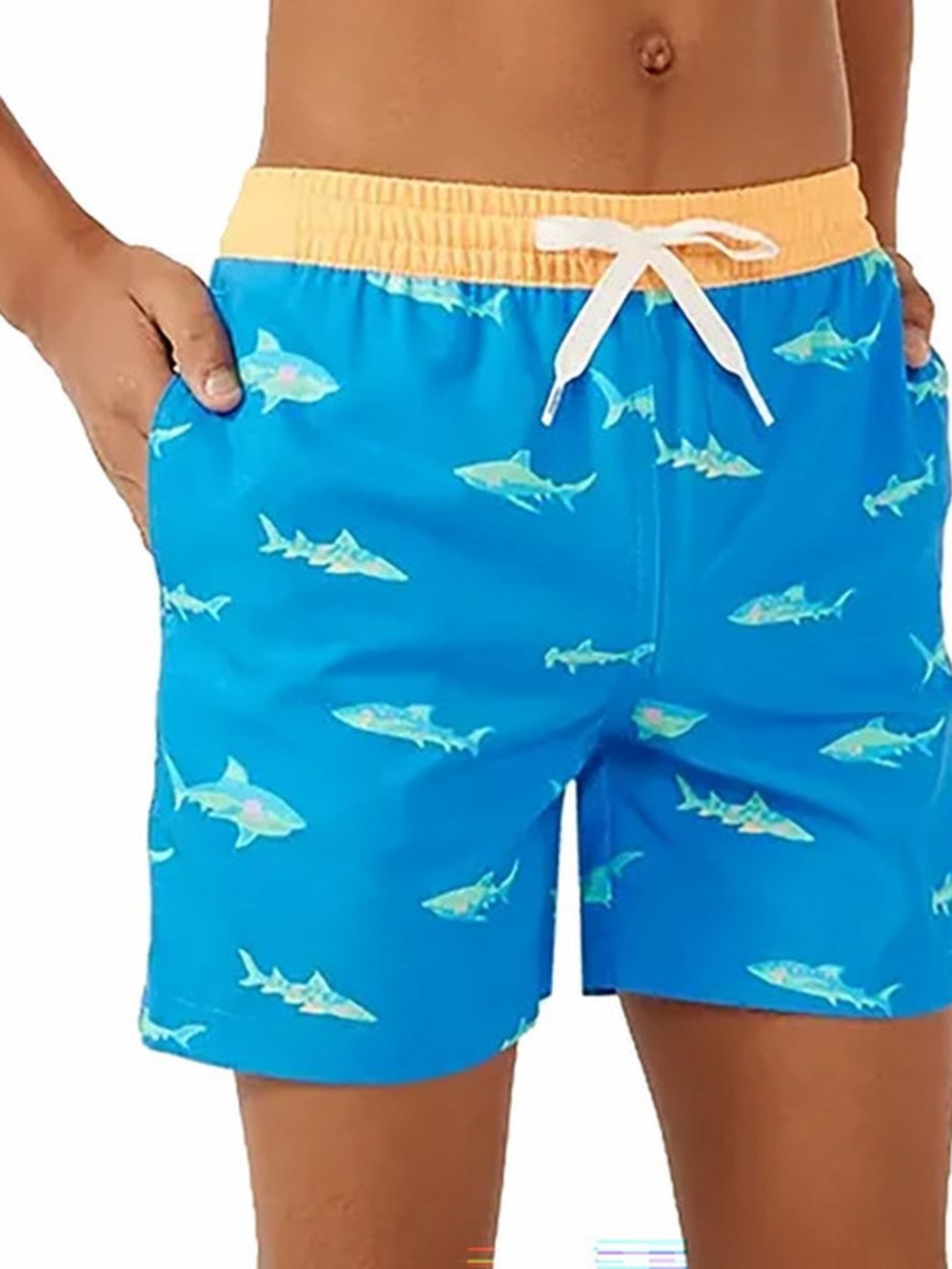 Chubbies Boys Swim Trunk Swimsuit The Secret Tides Sharks Blue Large 14/16